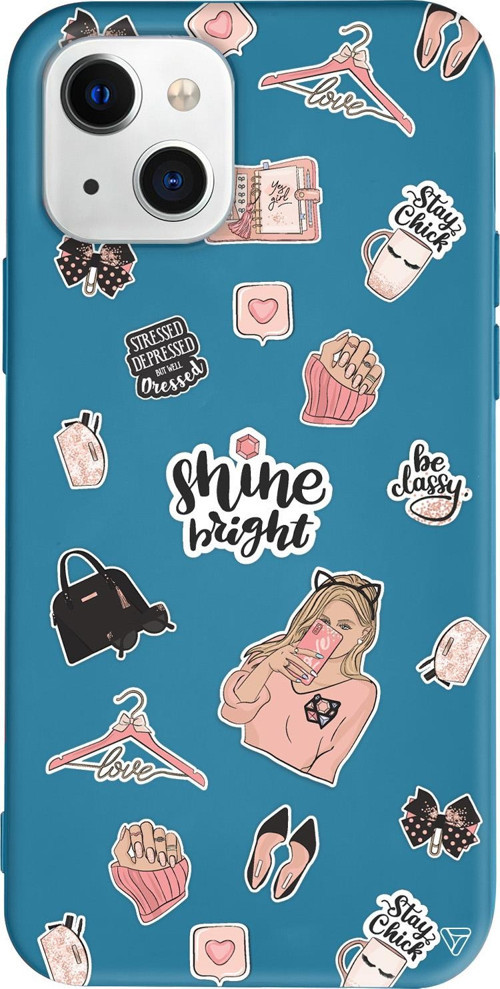iPhone 15 Plus Uyumlu Lacivert Renkli Silikon Shine Bright Telefon Kılıfı