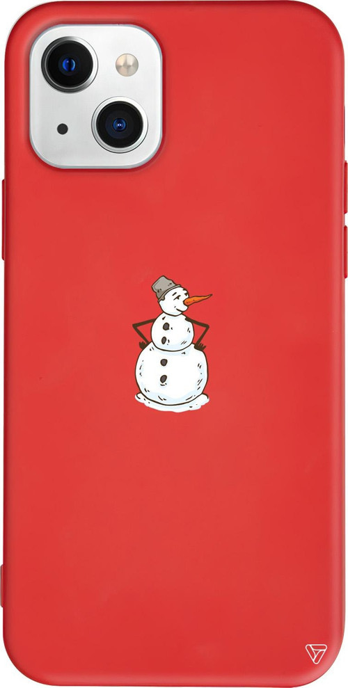 iPhone 15 Plus Uyumlu Kırmızı Renkli Silikon Snowman Is Bored Telefon Kılıfı