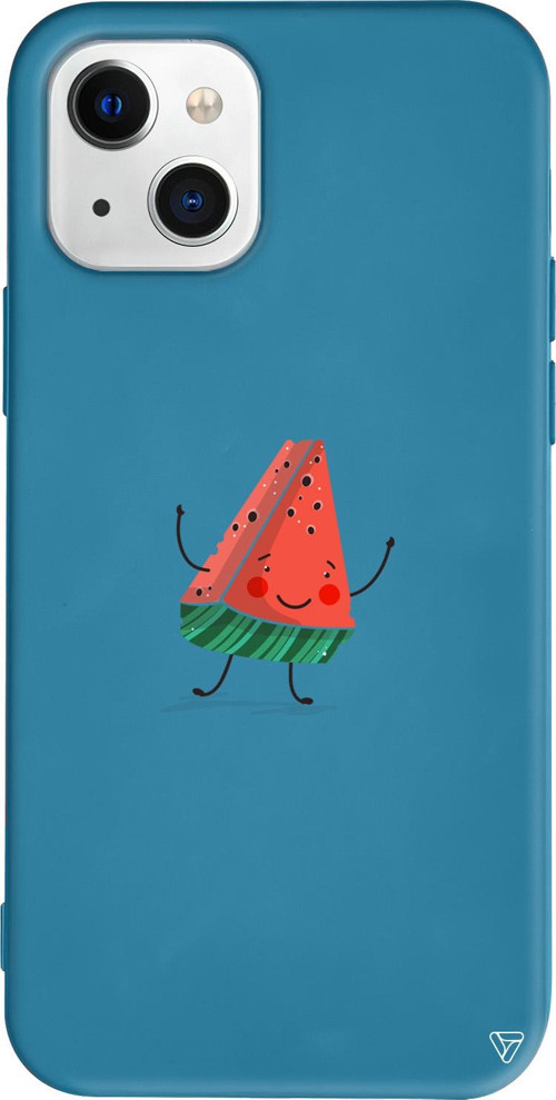 iPhone 15 Plus Uyumlu Lacivert Renkli Silikon Sliced Melon Telefon Kılıfı