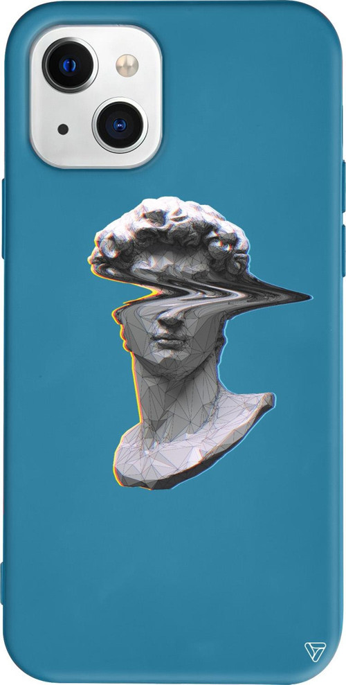 iPhone 15 Plus Uyumlu Lacivert Renkli Silikon Glitch David Telefon Kılıfı