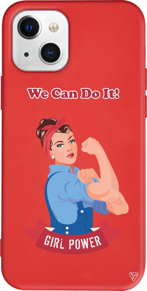 iPhone 15 Plus Uyumlu Kırmızı Renkli Silikon We Can Do It! Telefon Kılıfı