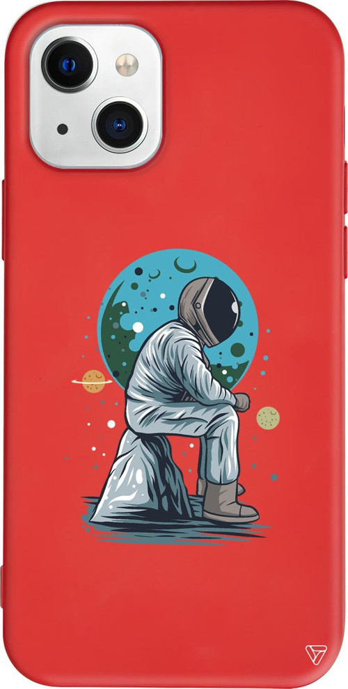 iPhone 15 Plus Uyumlu Kırmızı Renkli Silikon Forever Alone Telefon Kılıfı