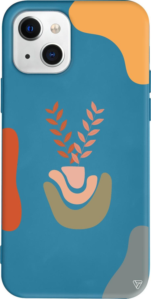 iPhone 15 Plus Uyumlu Lacivert Renkli Silikon Basic Shape Abstract Koleksiyonu Telefon Kılıfı