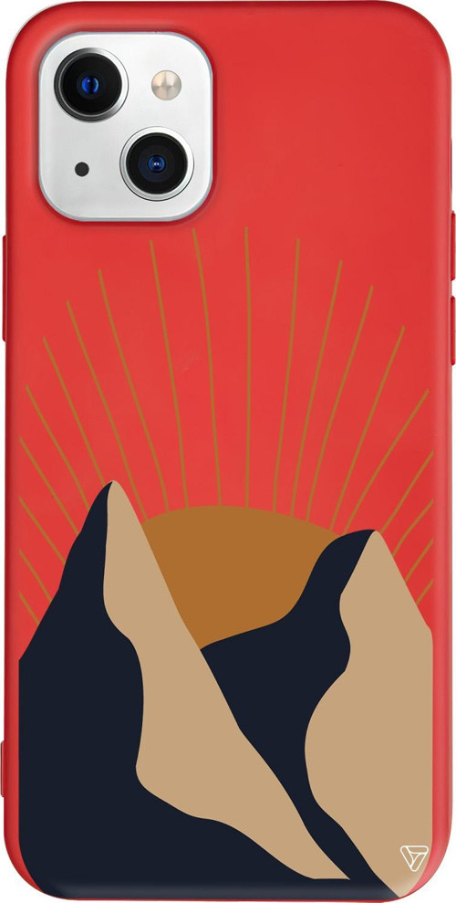 iPhone 15 Plus Uyumlu Kırmızı Renkli Silikon Mountain Abstract Koleksiyonu Telefon Kılıfı