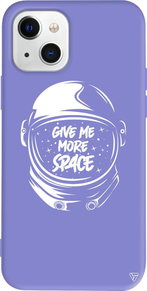 iPhone 15 Plus Uyumlu Lila Renkli Silikon Give Me More Space Telefon Kılıfı