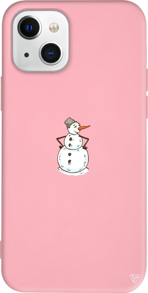 iPhone 15 Plus Uyumlu Pembe Renkli Silikon Snowman Is Bored Telefon Kılıfı