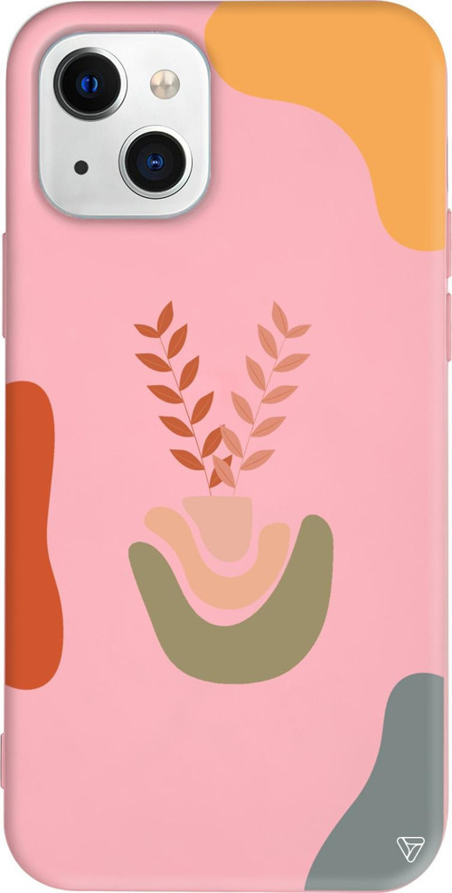 iPhone 15 Plus Uyumlu Pembe Renkli Silikon Basic Shape Abstract Koleksiyonu Telefon Kılıfı