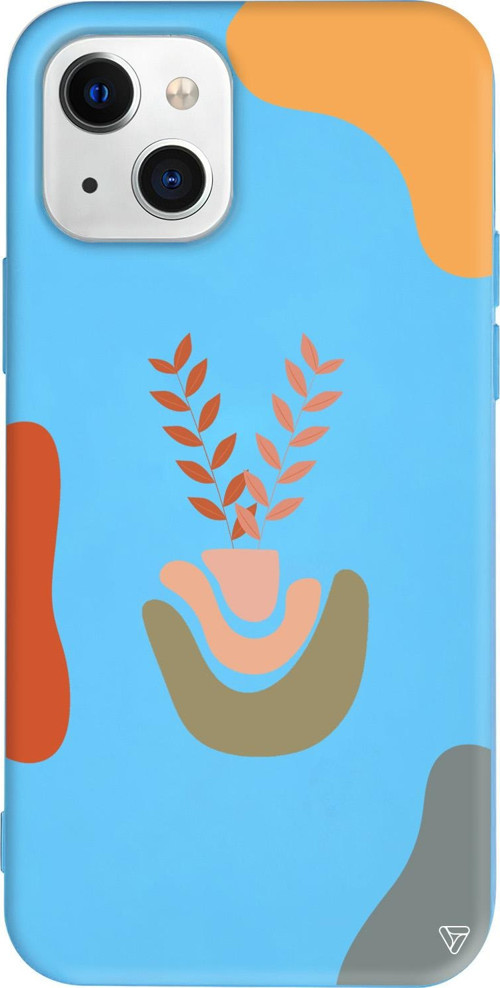 iPhone 15 Plus Uyumlu Mavi Renkli Silikon Basic Shape Abstract Koleksiyonu Telefon Kılıfı