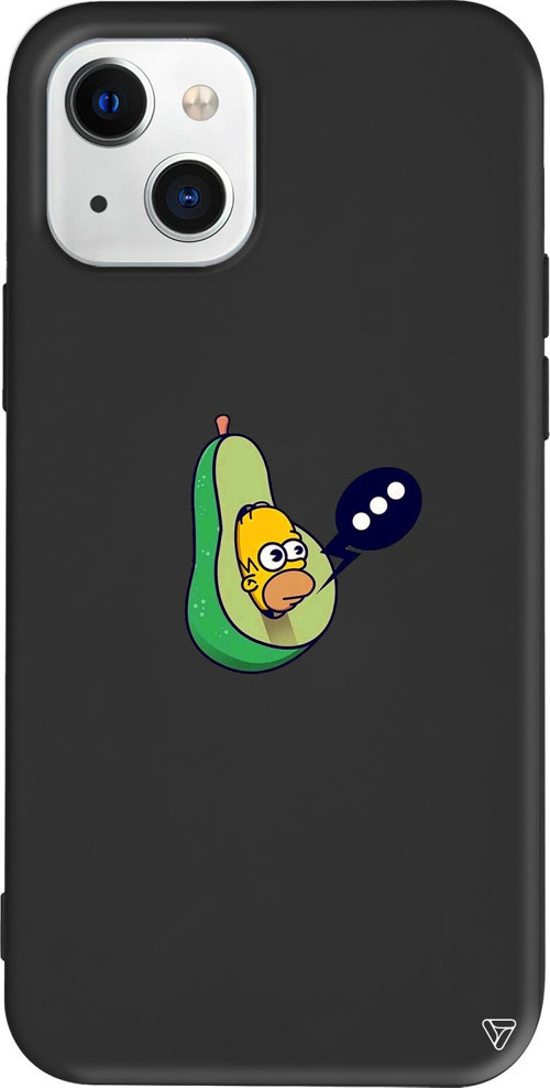 iPhone 15 Plus Uyumlu Siyah Renkli Silikon Avokado Simpson Telefon Kılıfı