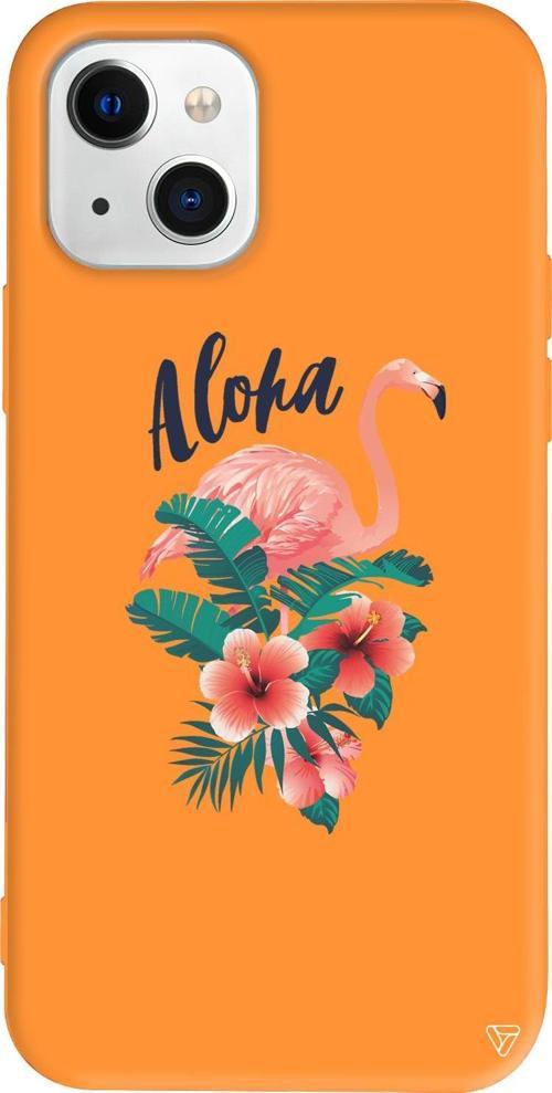 iPhone 15 Plus Uyumlu Turuncu Renkli Silikon Aloha Flamingo  Telefon Kılıfı