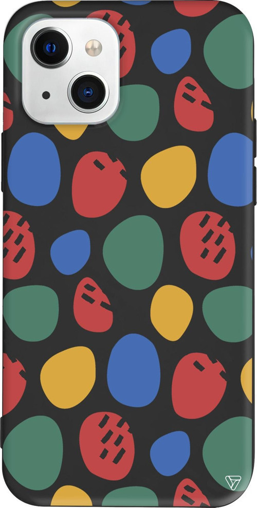 iPhone 15 Plus Uyumlu Siyah Renkli Silikon Colorfull 5 Abstract Koleksiyonu Telefon Kılıfı