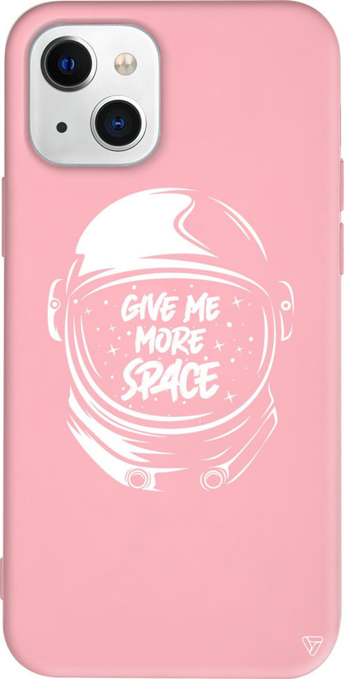 iPhone 15 Plus Uyumlu Pembe Renkli Silikon Give Me More Space Telefon Kılıfı