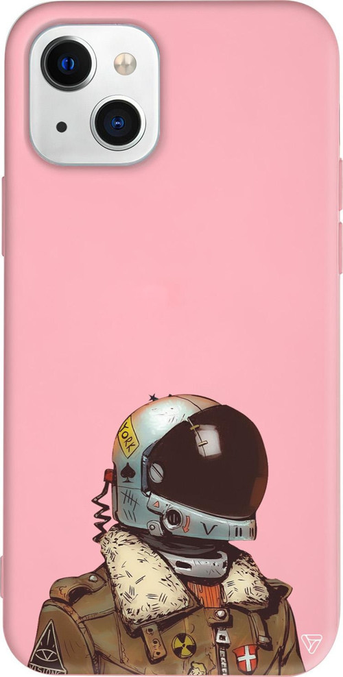 iPhone 15 Plus Uyumlu Pembe Renkli Silikon Motorcycle Man (Motorcu) Telefon Kılıfı