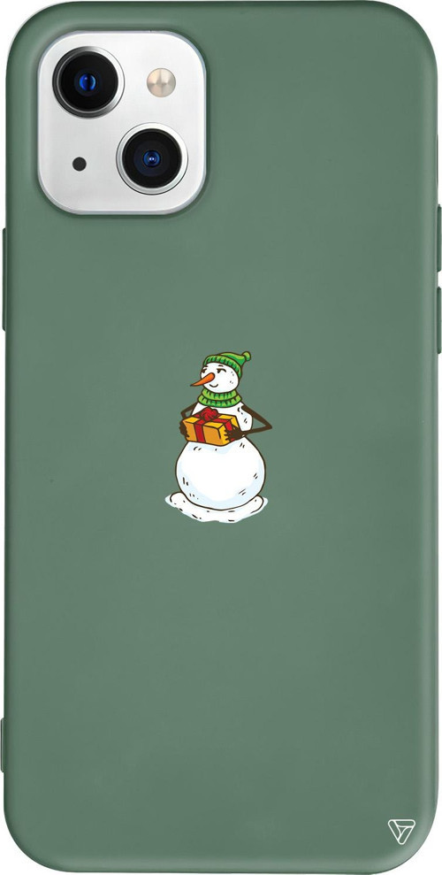 iPhone 15 Plus Uyumlu Yeşil Renkli Silikon Snowman (Kardan Adam Hediye Veriyor) Telefon Kılıfı