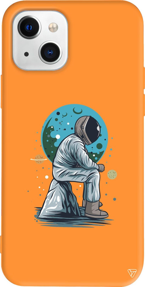 iPhone 15 Plus Uyumlu Turuncu Renkli Silikon Forever Alone Telefon Kılıfı