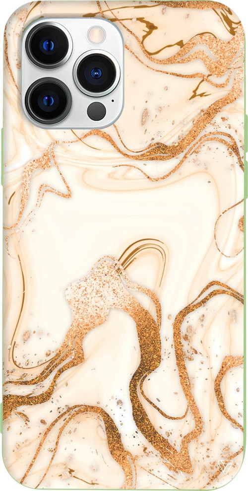iPhone 15 Pro Max Uyumlu Açık Yeşil Renkli Silikon Gold Marble Telefon Kılıfı