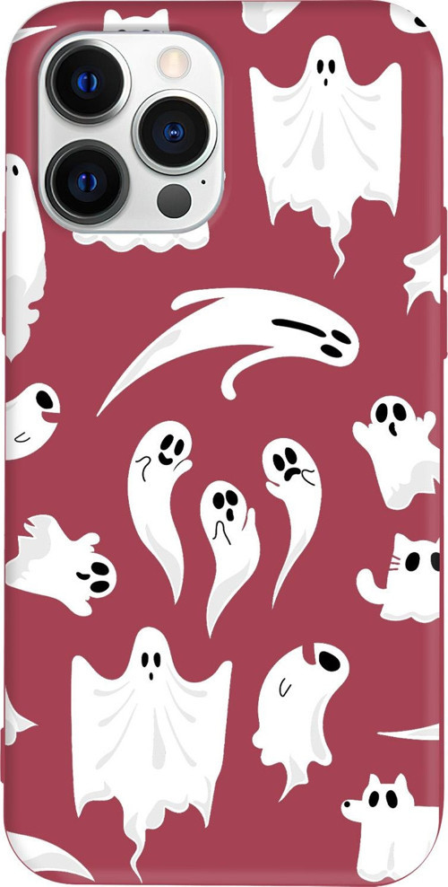 iPhone 15 Pro Max Uyumlu Bordo Renkli Silikon Ghosts Are Everywhere! Telefon Kılıfı
