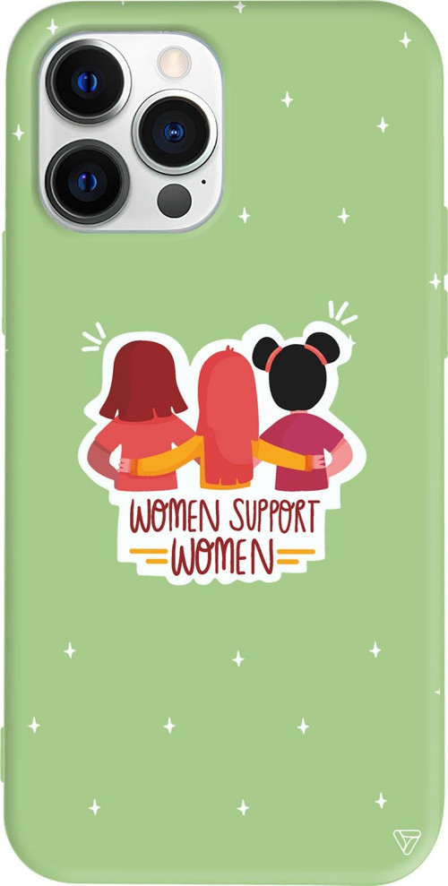 iPhone 15 Pro Max Uyumlu Açık Yeşil Renkli Silikon Woman Support Telefon Kılıfı