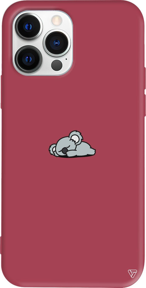 iPhone 15 Pro Max Uyumlu Bordo Renkli Silikon Koala Telefon Kılıfı