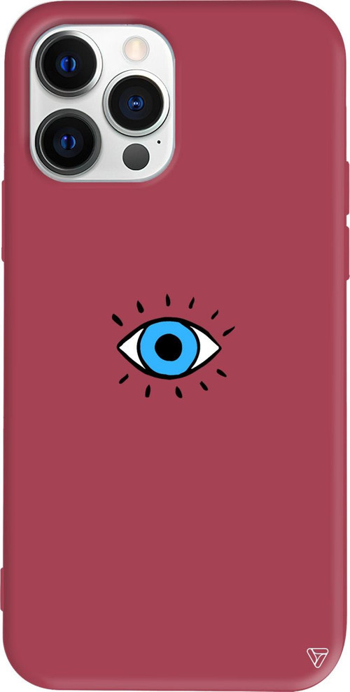 iPhone 15 Pro Max Uyumlu Bordo Renkli Silikon One Eye Telefon Kılıfı