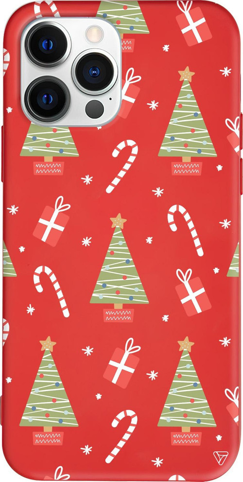 iPhone 15 Pro Max Uyumlu Kırmızı Renkli Silikon Christmas Candy Telefon Kılıfı