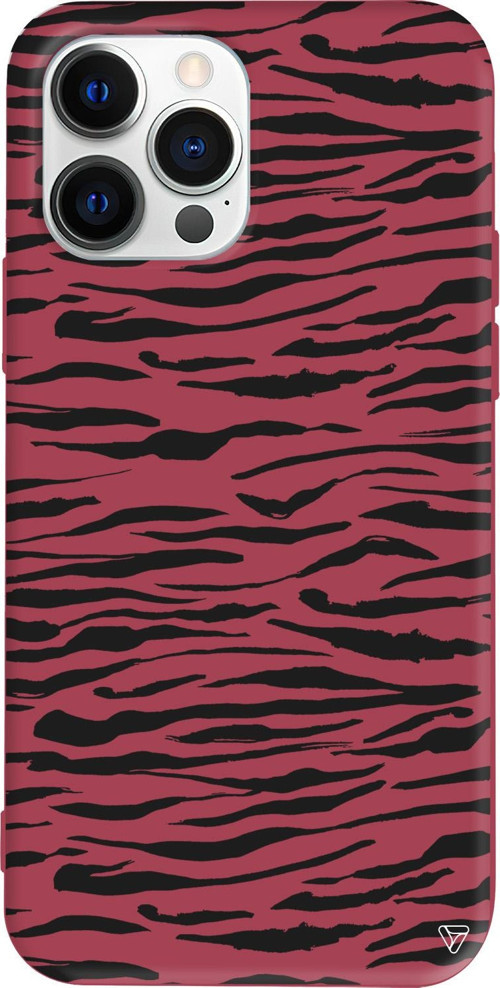 iPhone 15 Pro Max Uyumlu Bordo Renkli Silikon Zebra Telefon Kılıfı