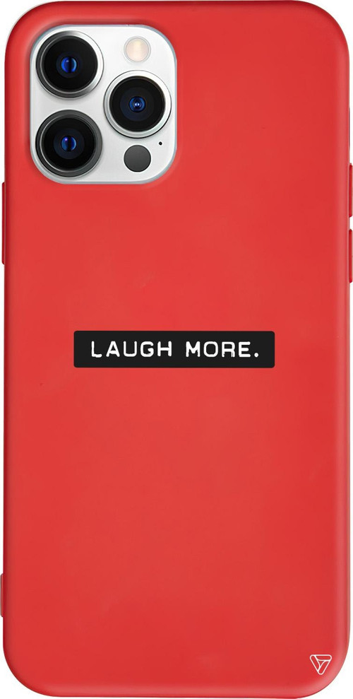 iPhone 15 Pro Max Uyumlu Kırmızı Renkli Silikon Laugh More Telefon Kılıfı