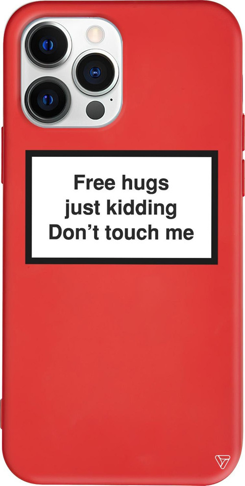 iPhone 15 Pro Max Uyumlu Kırmızı Renkli Free Hgs Just Kidding, Me Don't Touch Me. Telefon Kılıfı