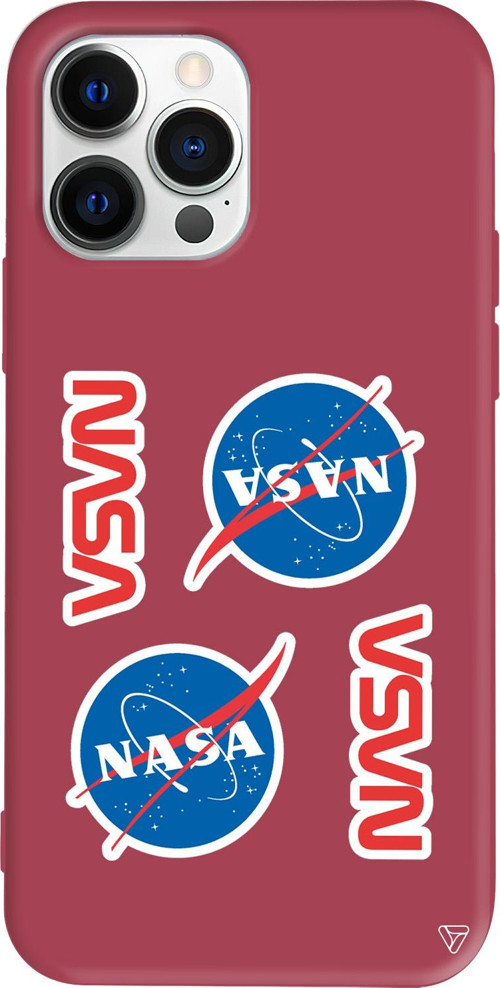 iPhone 15 Pro Max Uyumlu Bordo Renkli Silikon Space Station Telefon Kılıfı