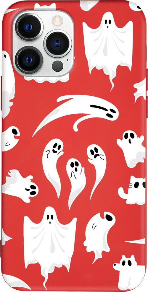 iPhone 15 Pro Max Uyumlu Kırmızı Renkli Silikon Ghosts Are Everywhere! Telefon Kılıfı