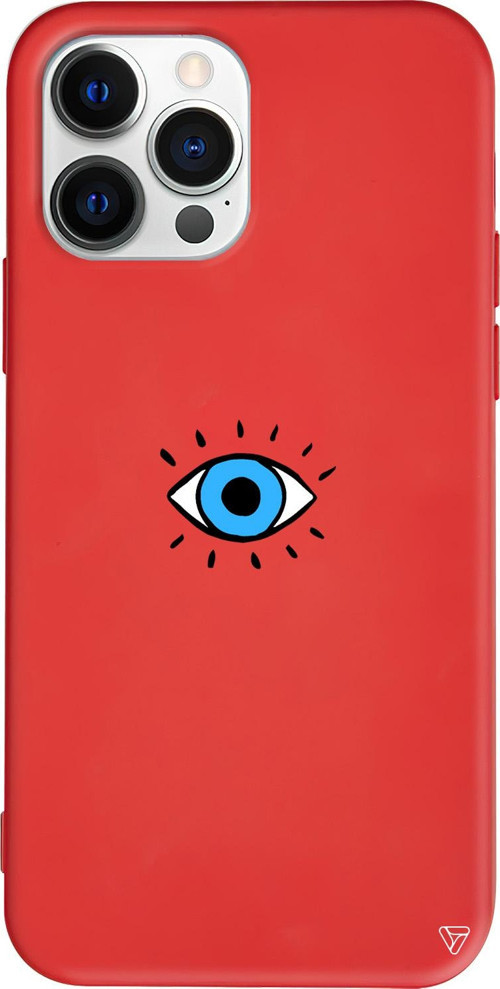 iPhone 15 Pro Max Uyumlu Kırmızı Renkli Silikon One Eye Telefon Kılıfı