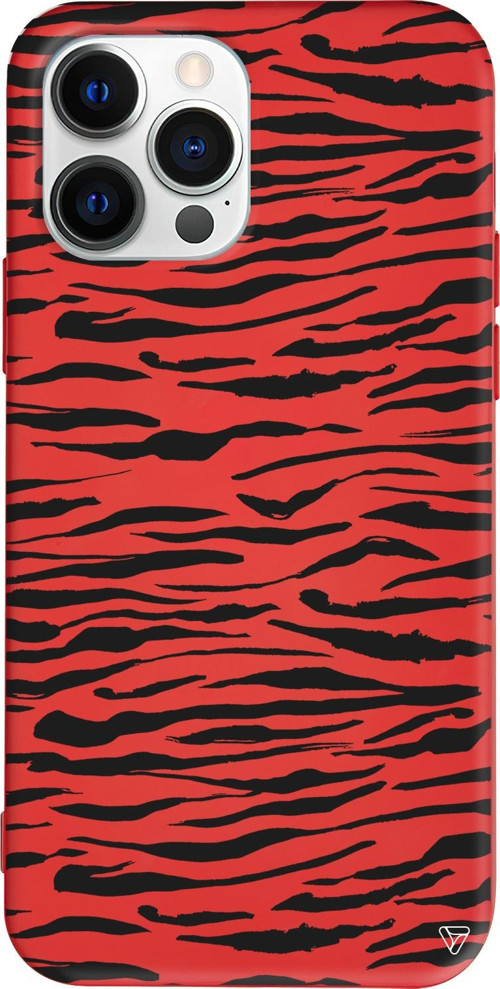 iPhone 15 Pro Max Uyumlu Kırmızı Renkli Silikon Zebra Telefon Kılıfı