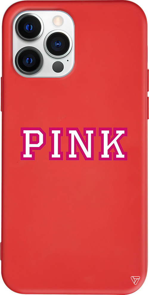 iPhone 15 Pro Max Uyumlu Kırmızı Renkli Silikon Pink Telefon Kılıfı