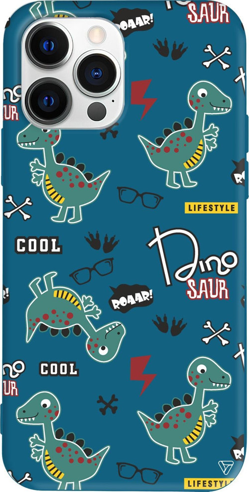 iPhone 15 Pro Max Uyumlu Lacivert Renkli Silikon Cool Dino Telefon Kılıfı