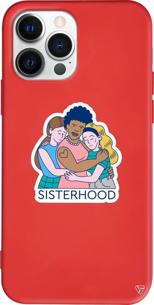 iPhone 15 Pro Max Uyumlu Kırmızı Renkli Silikon Sisterhood Telefon Kılıfı