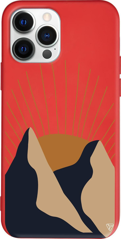 iPhone 15 Pro Max Uyumlu Kırmızı Renkli Silikon Abstract Koleksiyonu Mountain Telefon Kılıfı