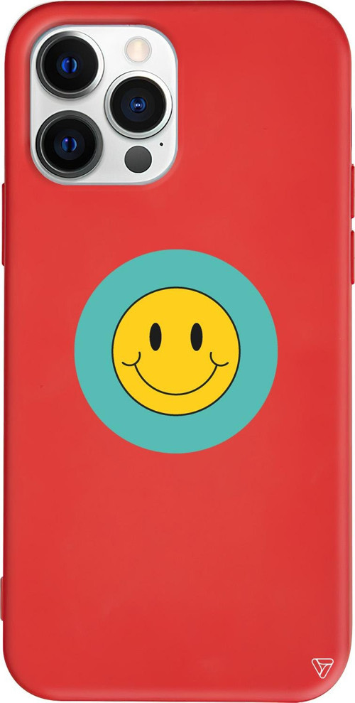 iPhone 15 Pro Max Uyumlu Kırmızı Renkli Silikon Smile 2 Telefon Kılıfı