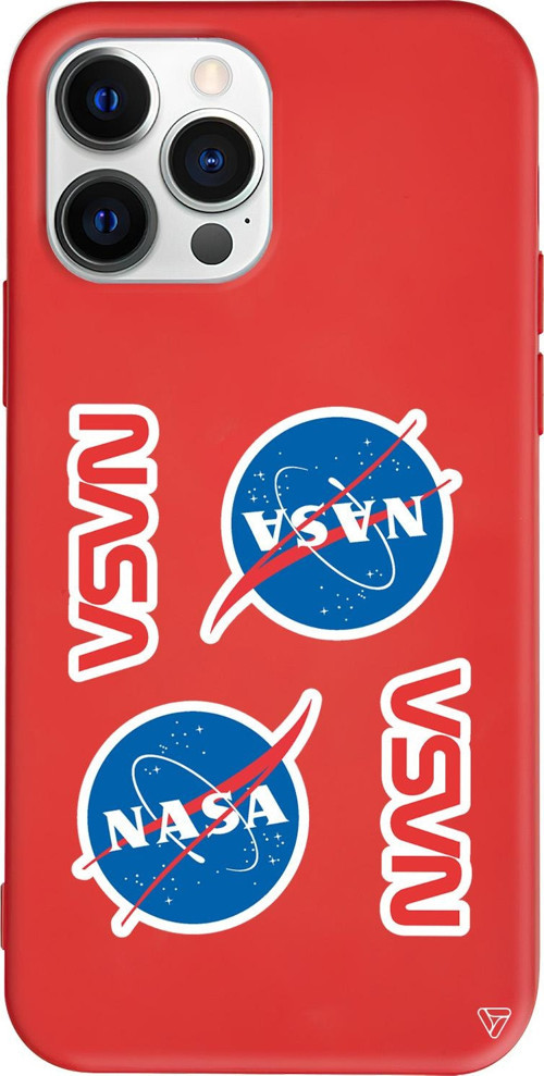 iPhone 15 Pro Max Uyumlu Kırmızı Renkli Silikon Space Station Telefon Kılıfı
