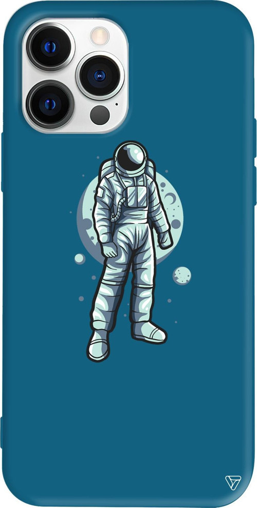 iPhone 15 Pro Max Uyumlu Lacivert Renkli Silikon Astronot Telefon Kılıfı