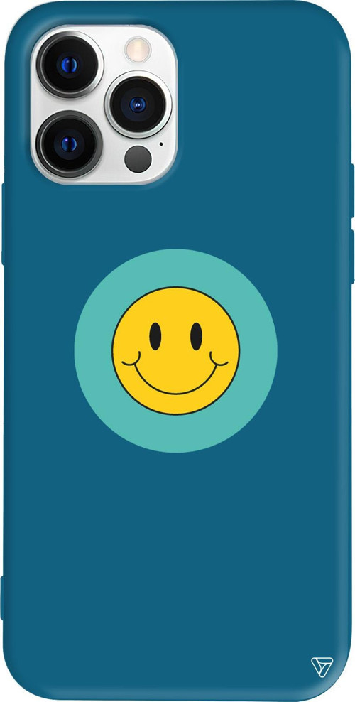 iPhone 15 Pro Max Uyumlu Lacivert Renkli Silikon Smile 2 Telefon Kılıfı