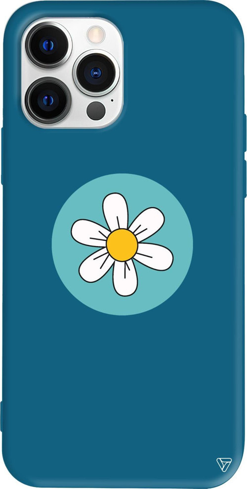 iPhone 15 Pro Max Uyumlu Lacivert Renkli Silikon Single Daisy Telefon Kılıfı