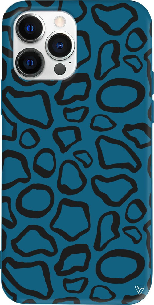 iPhone 15 Pro Max Uyumlu Lacivert Renkli Silikon Siyah Pattern Telefon Kılıfı