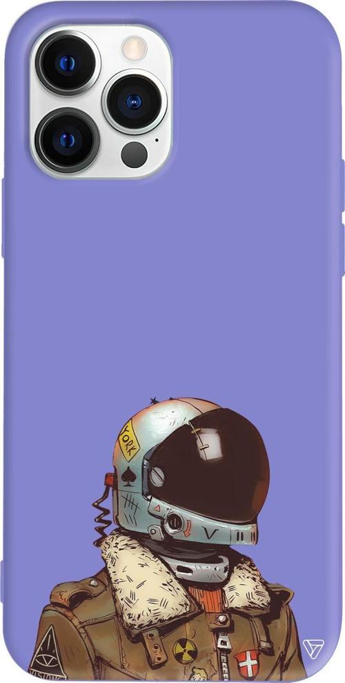 iPhone 15 Pro Max Uyumlu Lila Renkli Silikon  Motorcycle Man (Motorcu) Telefon Kılıfı