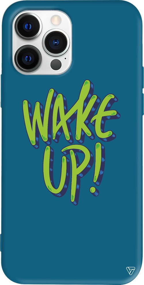 iPhone 15 Pro Max Uyumlu Lacivert Renkli Silikon Wake Up Telefon Kılıfı
