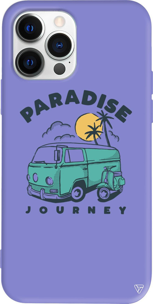 iPhone 15 Pro Max Uyumlu Lila Renkli Silikon Paradise Telefon Kılıfı