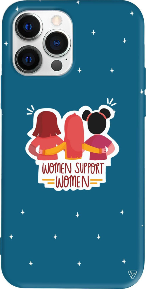 iPhone 15 Pro Max Uyumlu Lacivert Renkli Silikon Woman Support Telefon Kılıfı