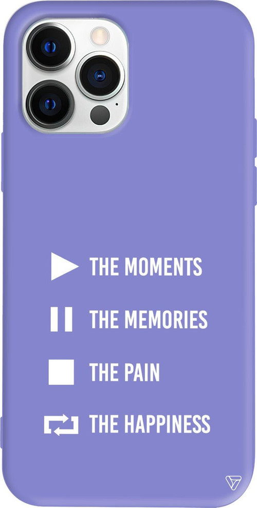 iPhone 15 Pro Max Uyumlu Lila Renkli Silikon Playlist Telefon Kılıfı