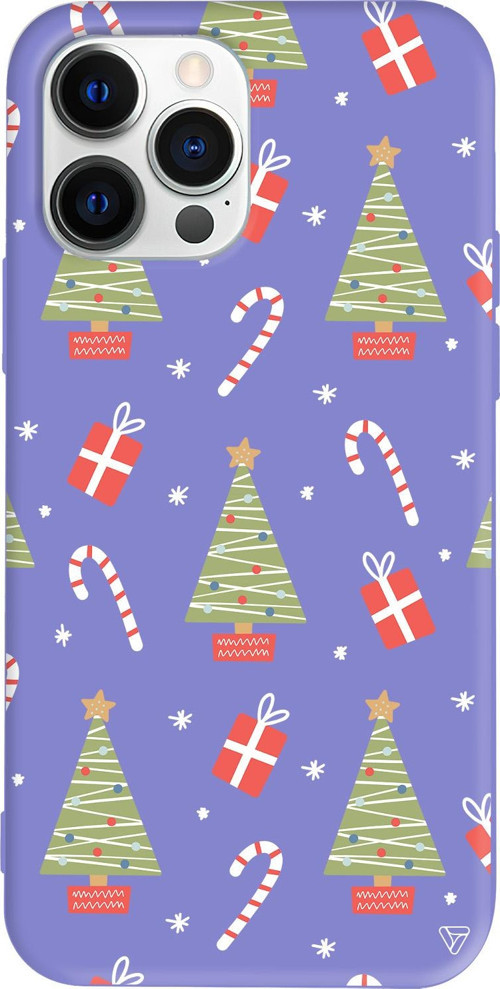 iPhone 15 Pro Max Uyumlu Lila Renkli Silikon Christmas Candy Telefon Kılıfı