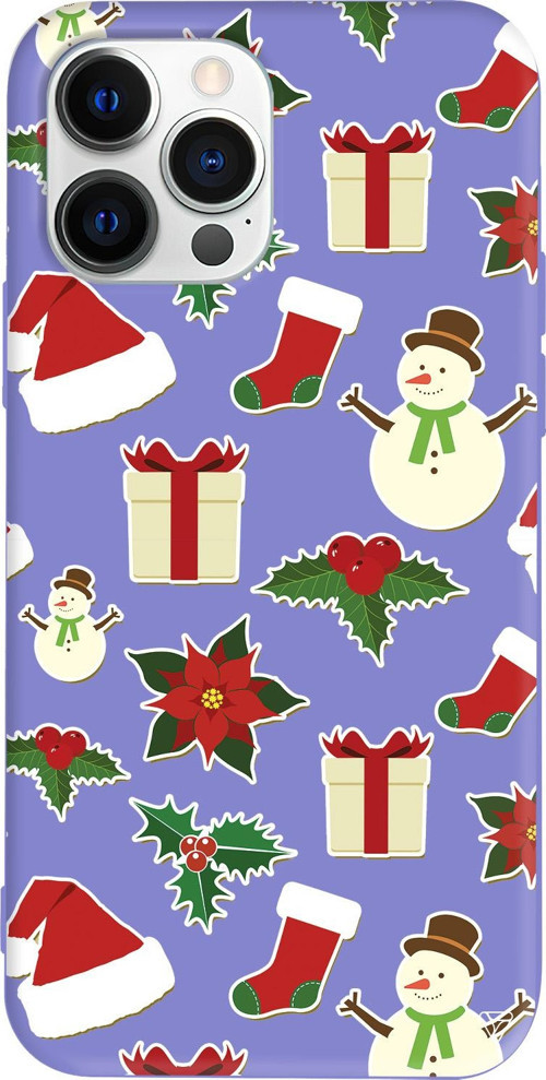 iPhone 15 Pro Max Uyumlu Lila Renkli Silikon Just Xmas Telefon Kılıfı