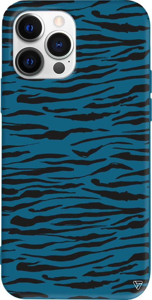 iPhone 15 Pro Max Uyumlu Lacivert Renkli Silikon Zebra Telefon Kılıfı